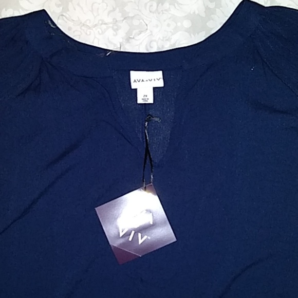 Dark blue plus size blouse - Picture 2 of 4
